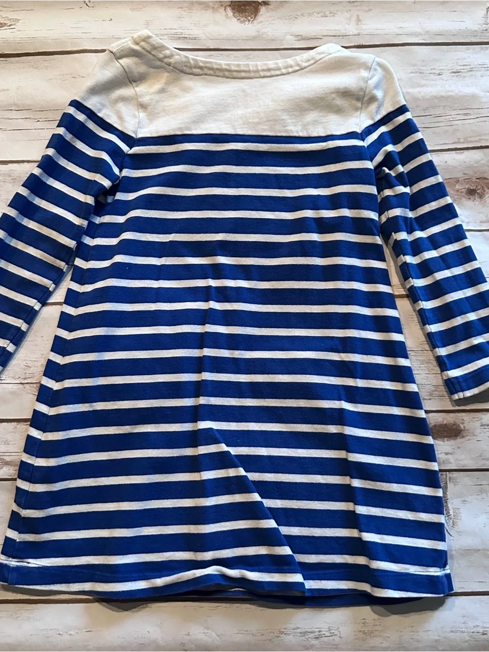 Mini Boden heart pocket striped dress fair faint stains 4/5